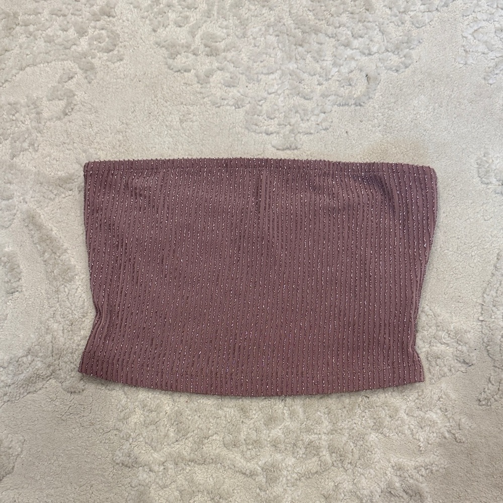 Forever 21 Blush Pink Ribbed Sparkle Tube Top